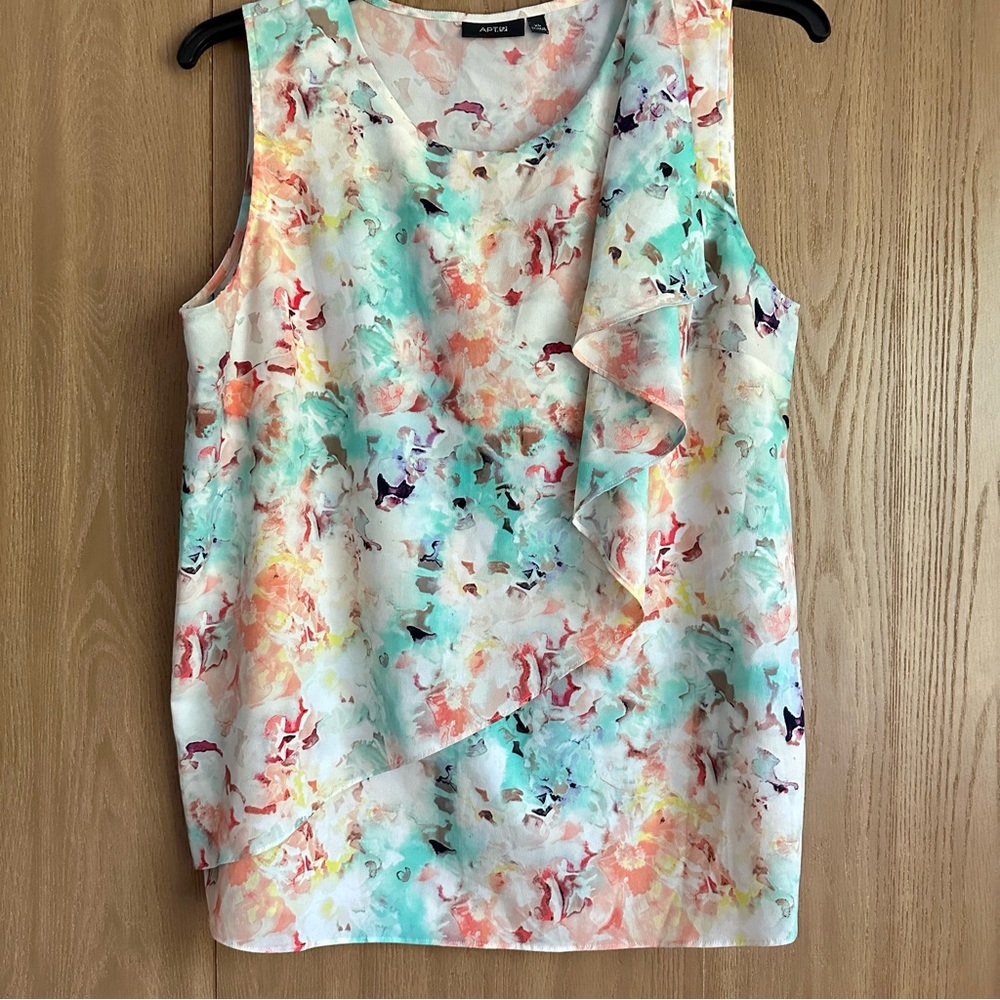 Women’s Apt 9 Sleeveless Watercolor Patterned Top, EUC, XL